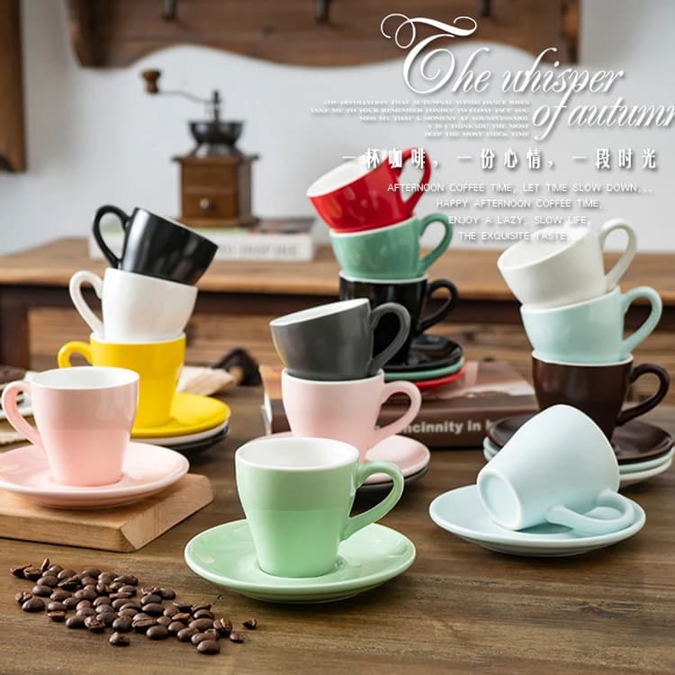 Elegant ceramic coffee cups with saucers wholesale - espresso cappuccino cup sets for cafes hotels from China manufacturer