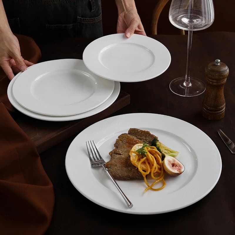 Wholesale ceramic dinner plates from China factory - bulk porcelain main course plates 10 inch for hotels restaurants and catering services