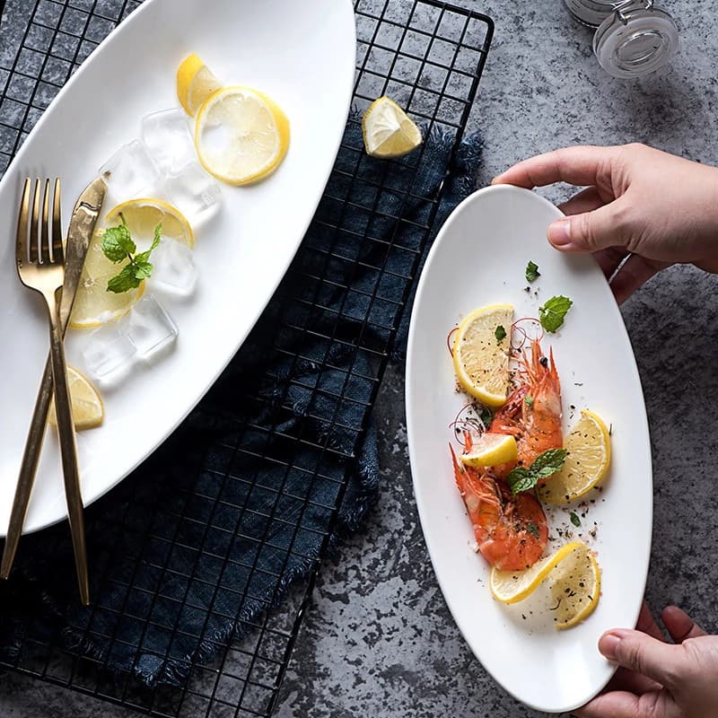 Large oval ceramic serving platters wholesale - porcelain fish plates and buffet serving dishes from China B2B supplier