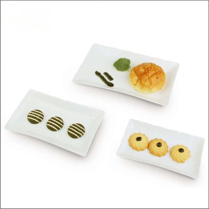 Set Of 3 Modern Rectangle White Porcelain Plates
