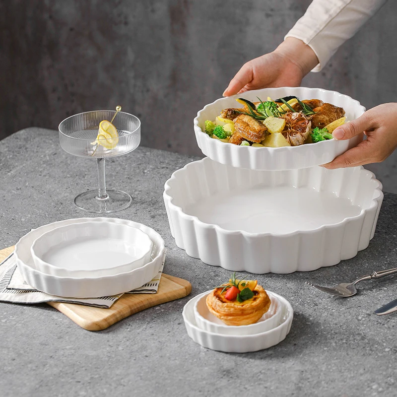 wholesale ceramic loaf pie and pizza pans custom OEM tableware for Horeca bulk buyers